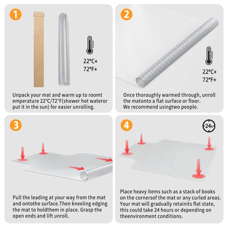 GPED 53" x 45" Office Chair Mat with Lip, Clear PVC Carpet Protector for Low Pile Carpets