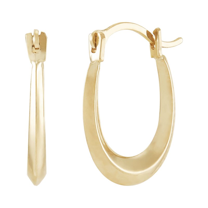 10K Yellow Gold Hollow Oval Hoop Earrings - Lightweight Jewelry for Women