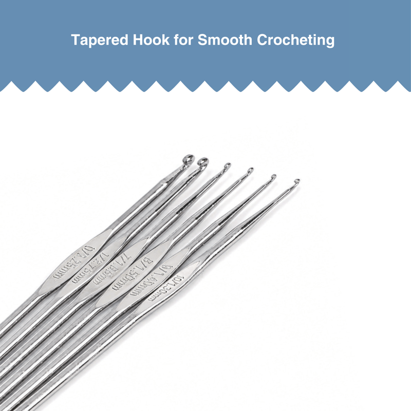 Steel Crochet Hook Set 6-Piece, Sizes 00 to 6 for Fine Crochet Work