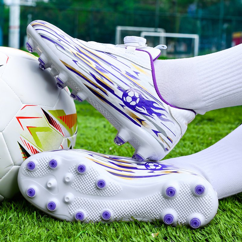 ChiVerve Unisex Kids Baseball Cleats, Softball & Soccer Football Shoes - White Purple AG