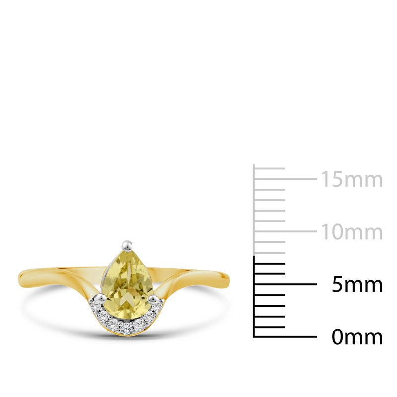 Yellow Sapphire and Lab Grown Diamond Accent Ring in 14K Gold-Plated Sterling Silver - Women’s Jewelry