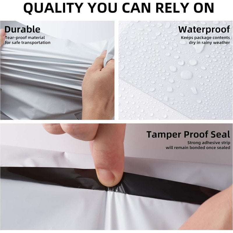 Poly Mailers Bulk Pack - Waterproof Self-Sealing Shipping Bags for Clothing & E-commerce