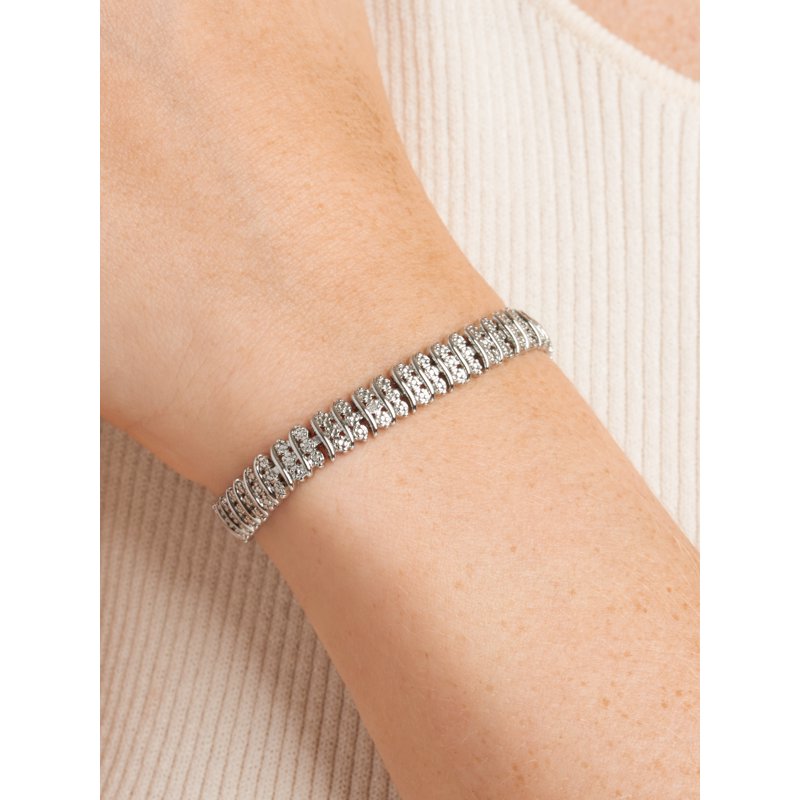 Diamond Accent Tennis Bracelet 7.25 Inch Sterling Silver Jewelry