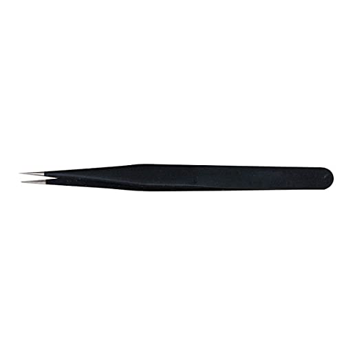 Eyelash Extension Tweezers ESD-15 Stainless Steel Tweezers, Used for Eyelash Extension, Manual Calibration Straight Tweezers (Black) 1pcs
