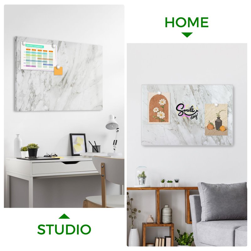 Magnetic Dry Erase Board with Marble Pattern - Wall Mount Whiteboard for Home Office & Classroom