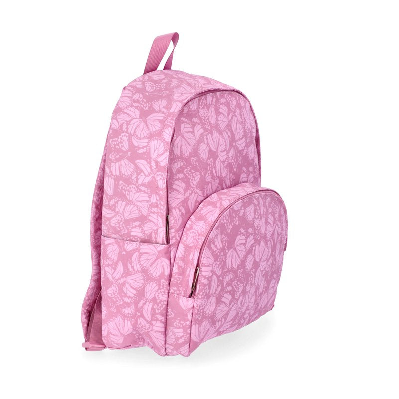 Women's Dome Backpack with Adjustable Straps and Front Pocket - Rosy Lilac Butterfly