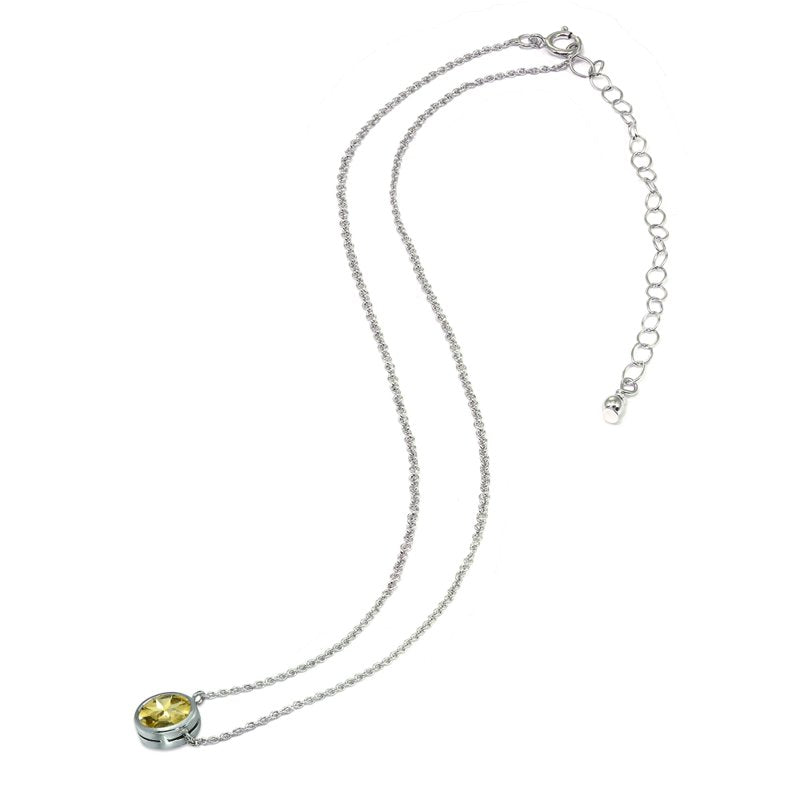 Sterling Silver Dainty Bezel-Set Gemstone Choker Necklace for Women & Teens