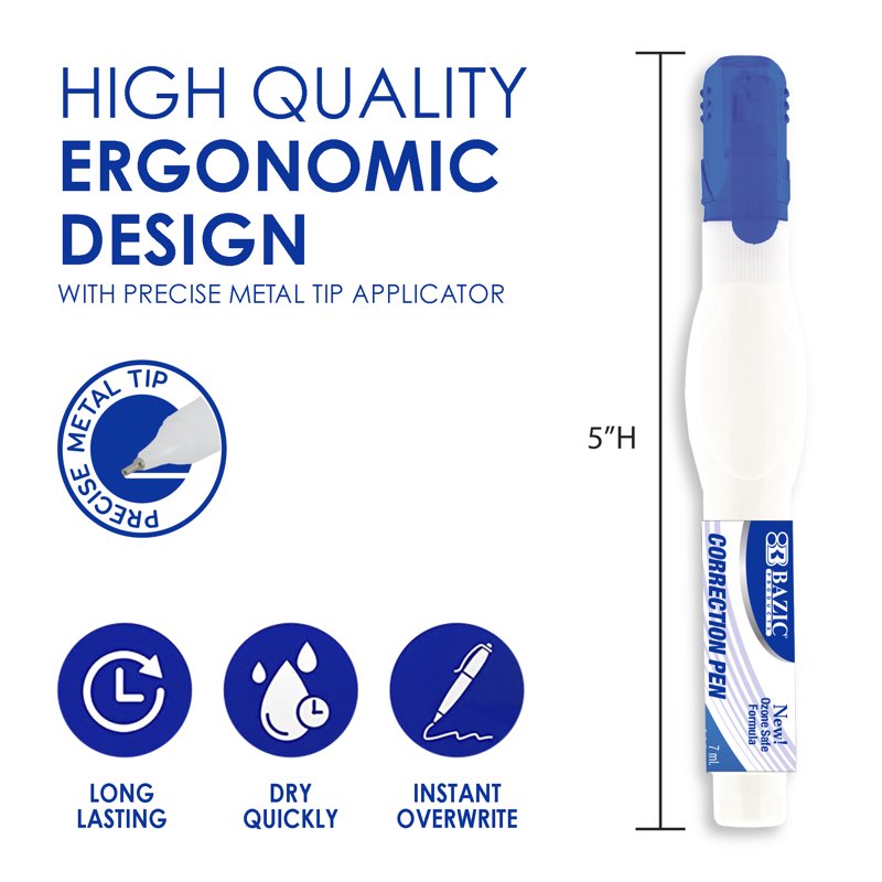 Correction Pen Set with Metal Tips - Quick-Dry White Out for Fine Details, 24-Pack