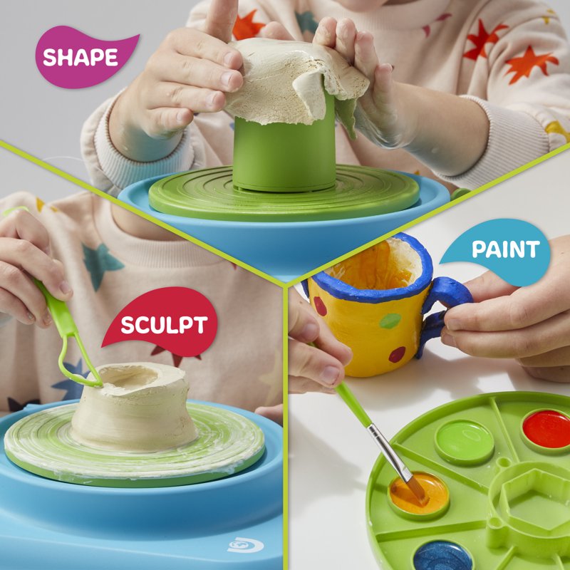 Motorized Pottery Wheel Set with Molds Paints & Tools for Kids & Beginners
