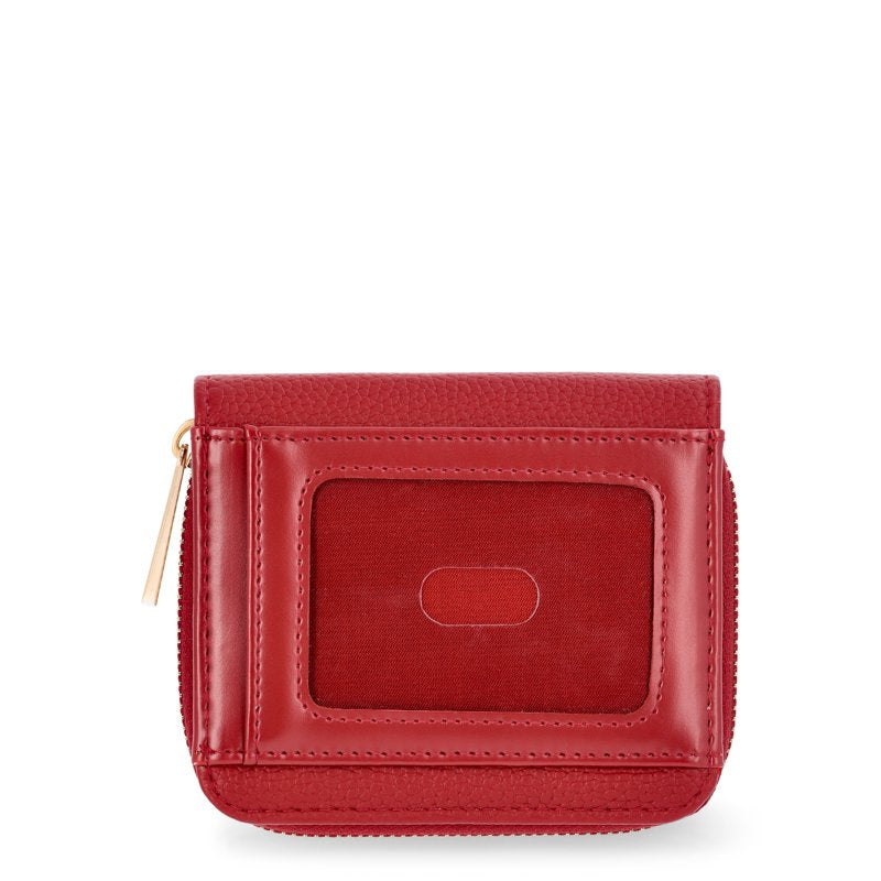 Women's Compact Zip Around Wallet with Card Slots and ID Window