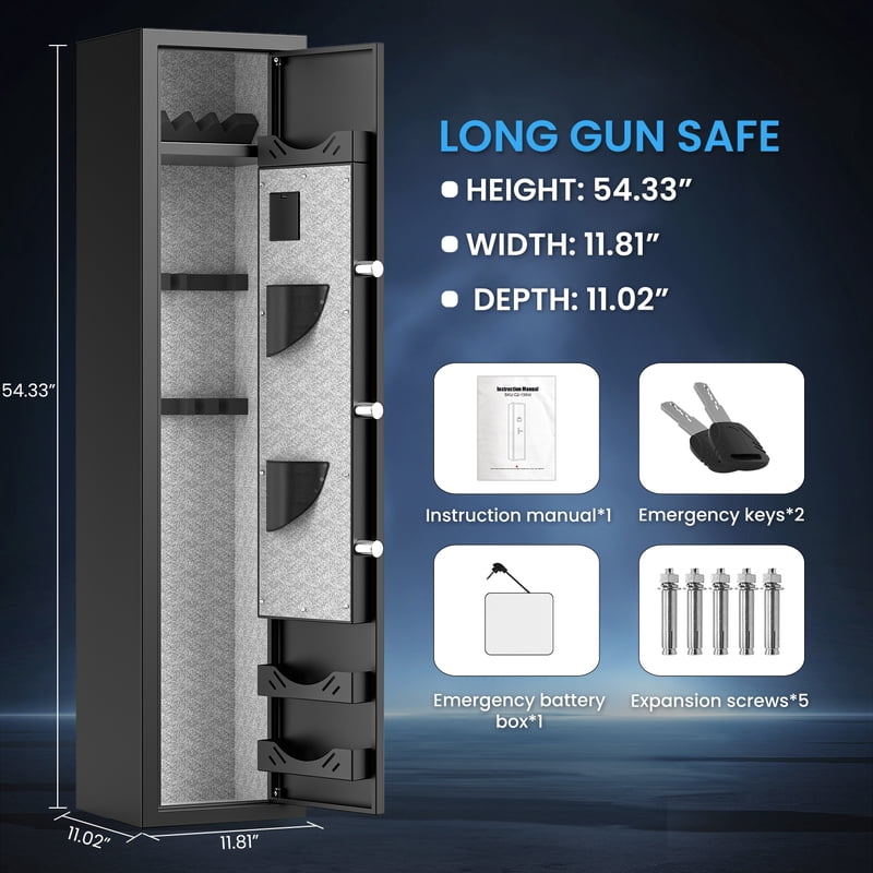 Large Digital Gun Safe with Adjustable Rack and Secure Locking System