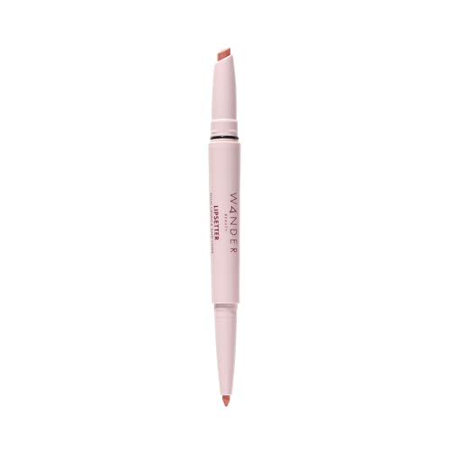 Wander Beauty Lipsetter Dual Cream Lipstick + Lip Liner - Ticket to Tawny - Ultra-Smooth, Hydrating Lipstick and Brown Nude Lip Liner with a Soft Matte Finish - Made with Squalane & Peptides (1 Count)