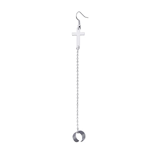 Vintage Cross Cartilage Chain Earrings Silver Long Chain Dangle Earrings Cross Ear Cuff Chain Earrings Helix to Lobe Chain Earrings Jewelry for Women