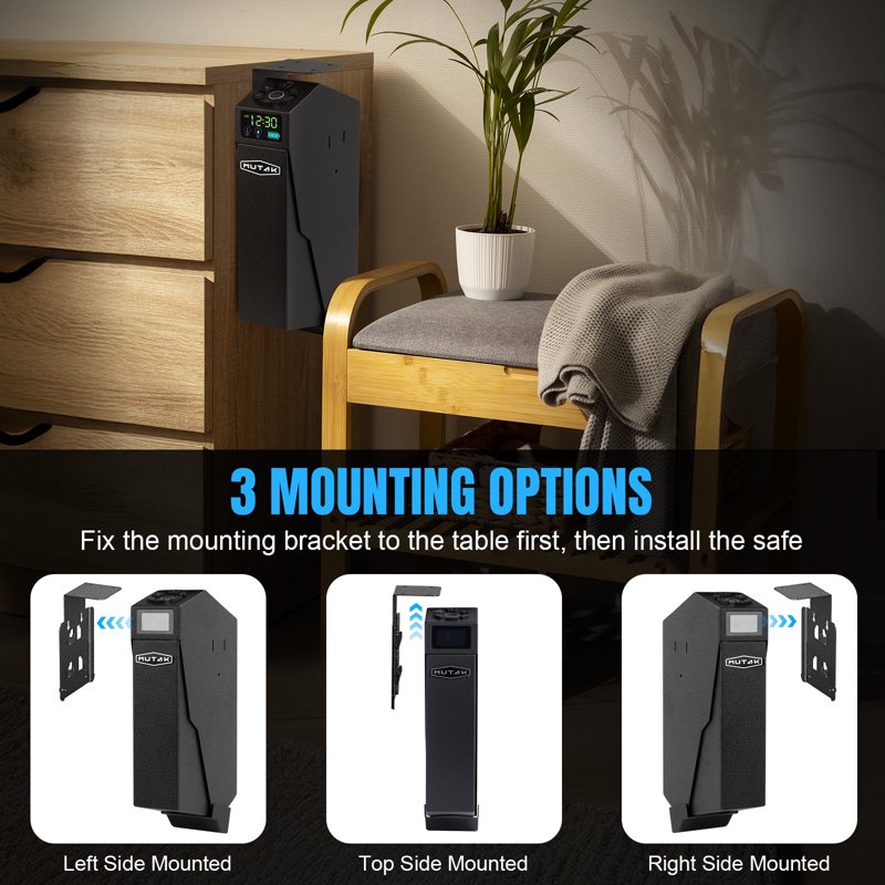 Biometric Fingerprint Safe with Quick-Open Lock Wall Mount Pistol Box