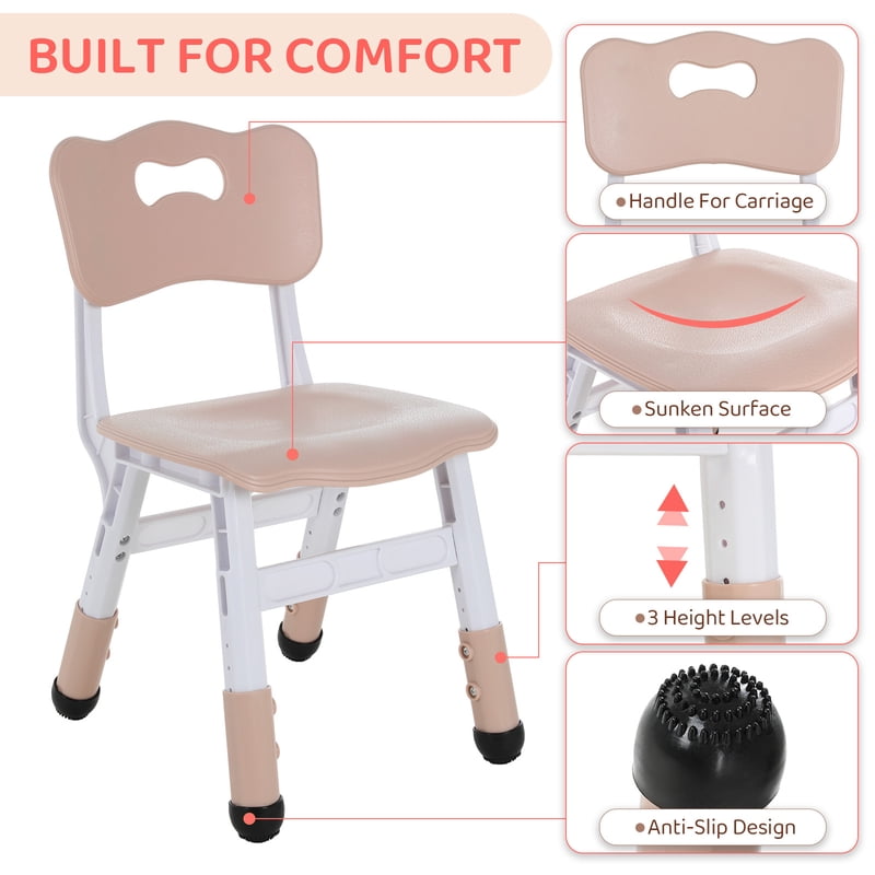 Kids Activity Table and Chair Set with Reversible Surface & Storage - Adjustable Height, Pink