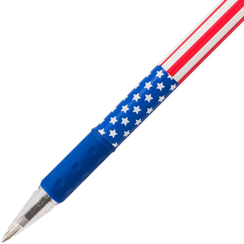 Ballpoint Pen 12 Pack - Fine 0.7mm Line, Stars & Stripes Flag Design, Black Ink