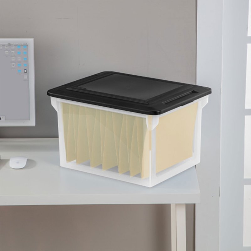 Clear Plastic File Storage Boxes with Lid - 12 Pack Office & Home Organization