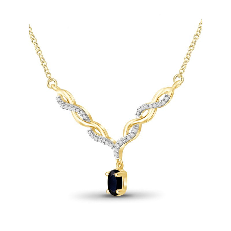 Women's Sapphire Pendant Necklace with Diamonds - 0.67 Carat T.G.W. Jewelry