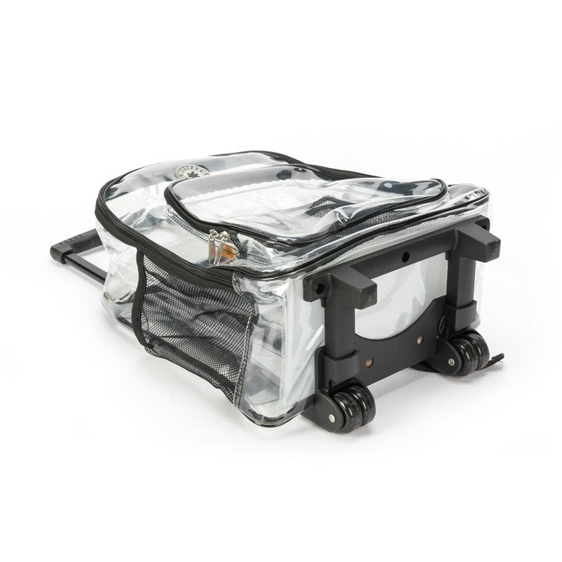 Heavy Duty Clear PVC Rolling Backpack with Wheels - Unisex School Luggage