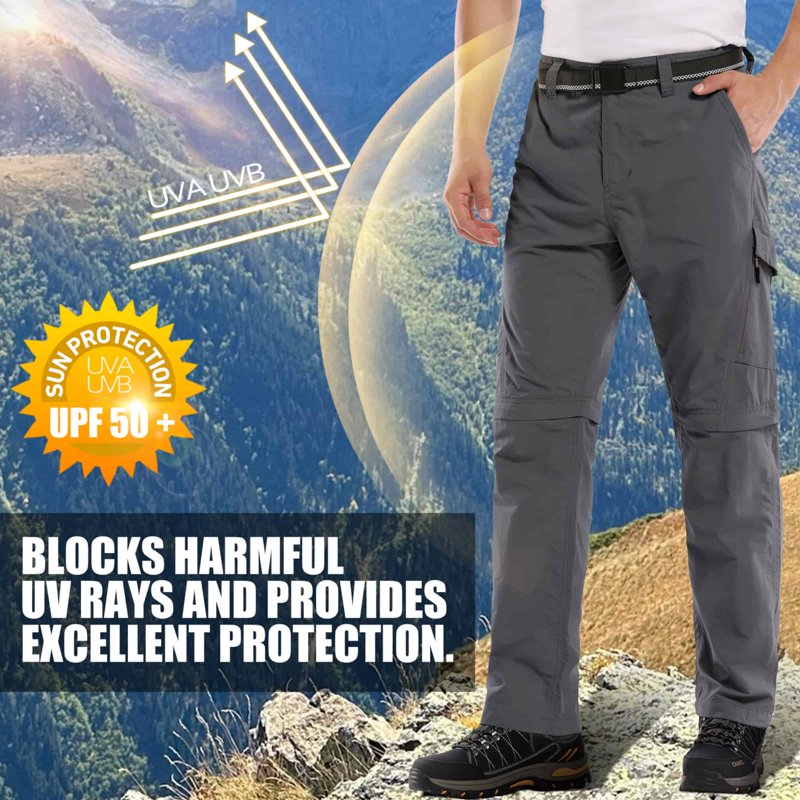 Men's Convertible Hiking Cargo Pants - Quick Dry, Water-Resistant, Multi-Pocket Safari Trousers