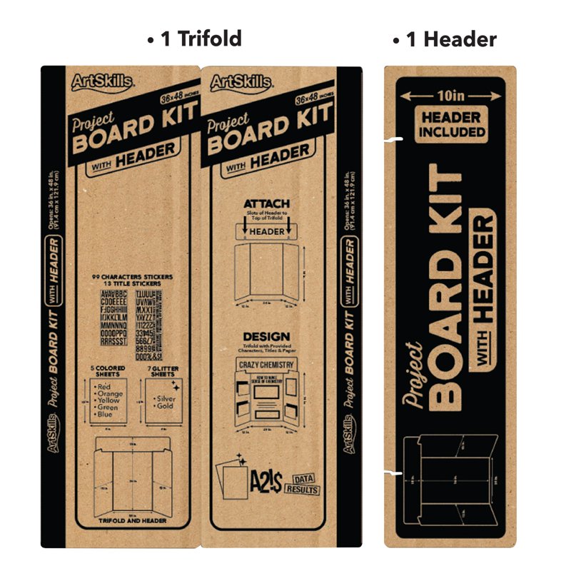 36x48 Inch White Tri-Fold Display Board Kit for School and Office Projects