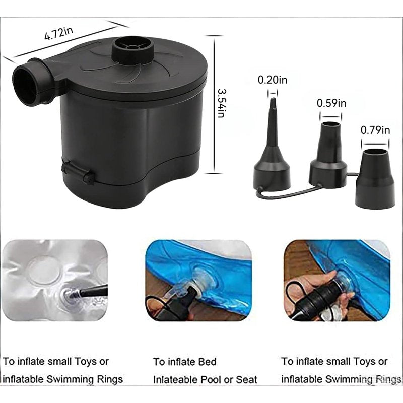 Portable Electric Air Pump for Inflatables - Battery Operated Inflator & Deflator for Pool Toys, Air Mattresses & Camping Gear