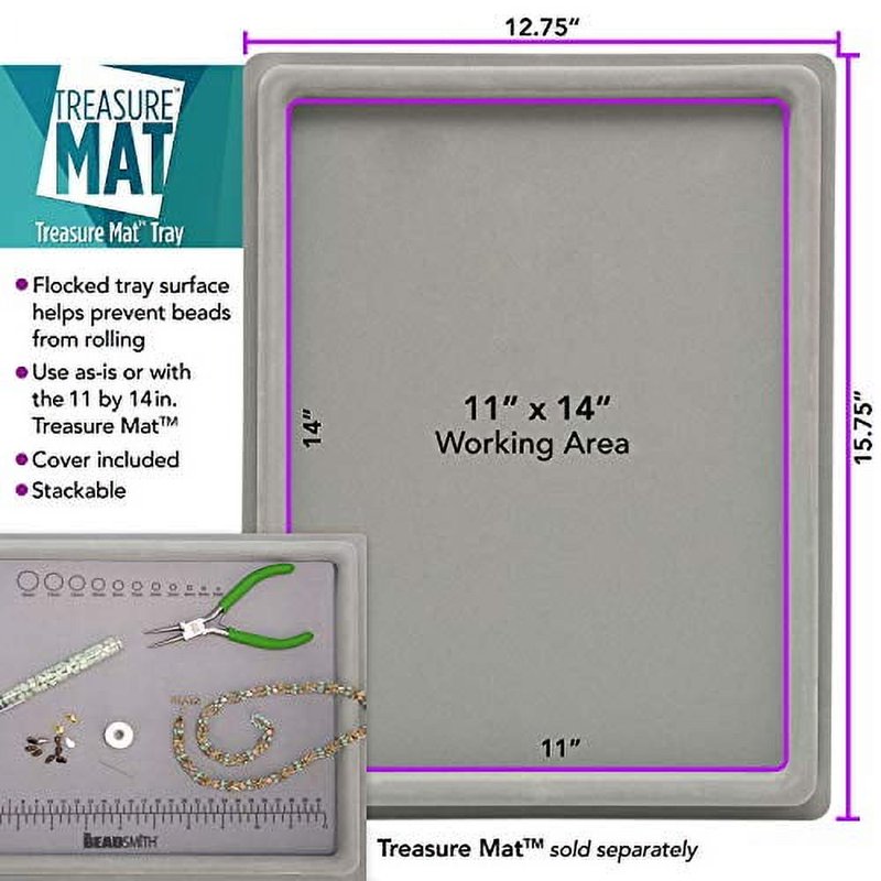 Jewelry Making Bead Tray for Treasure Mat - 11 x 14 Inches with Cover