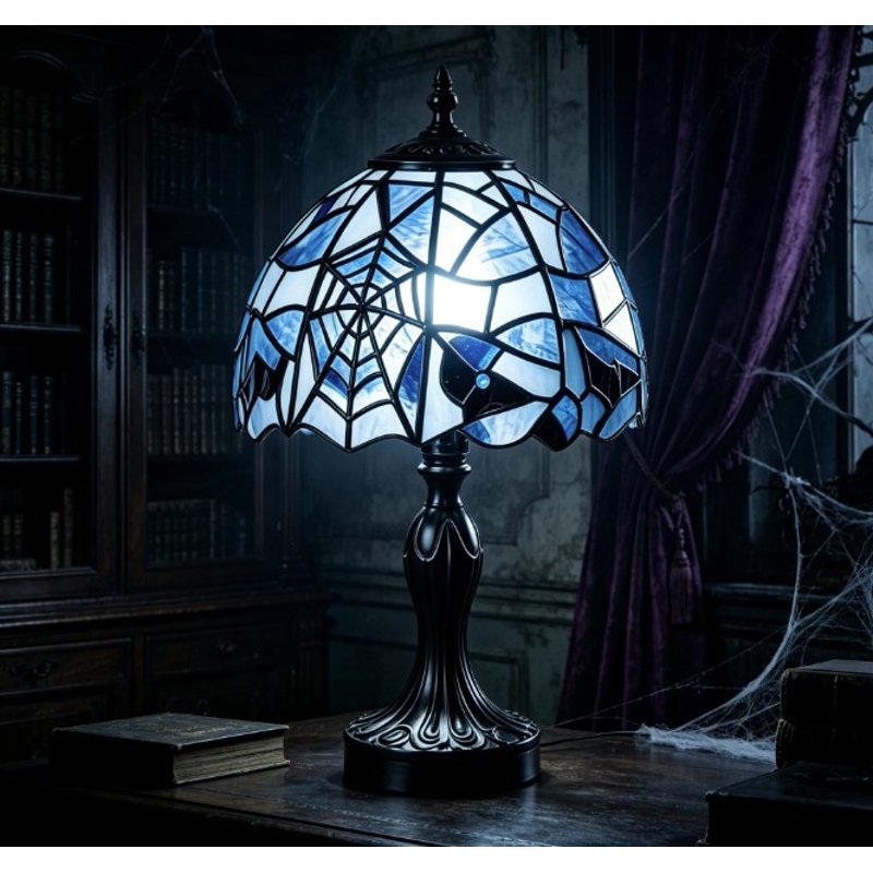 Halloween Stained Glass Table Lamp - Witch Hat Design, Soft Lighting, 11.8 Inch Resin Base