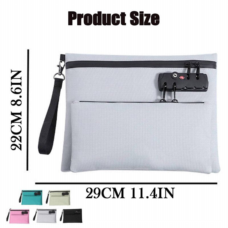 Lockable Travel Money Bag with Combo Lock Water-Resistant Pouch for Cash & Valuables