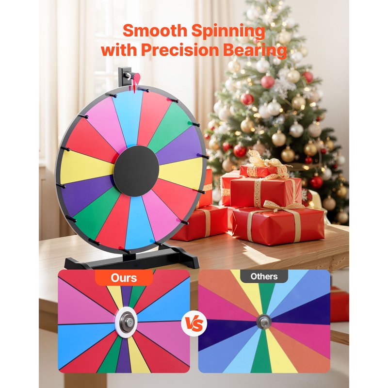 18-Inch Spinning Prize Wheel with Stand for Events & Activities - Colorful 14-Slot