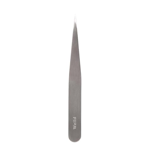 Welld Point Tweezer, Professional Precision Point Tip, Removal of Fine, Hard-to-Grab Individual Hairs, Remves Ingrown Hairs, Plucks Eyebrows & Mustaches, Stainless Steel, For Men and Women, 1 Count