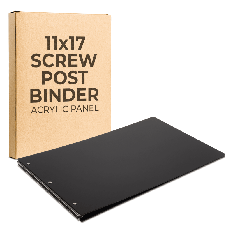 11x17 Acrylic Screw Post Binder with Fixed Posts - Black