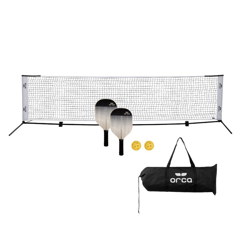 Half-Court Pickleball Net Set with Steel Poles, Paddles, Balls & Travel Bag by ORCA