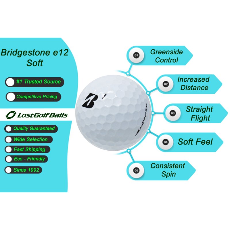 Pre-Owned Bridgestone e12 Soft Golf Balls - Multiple Count Options, AAAA Quality