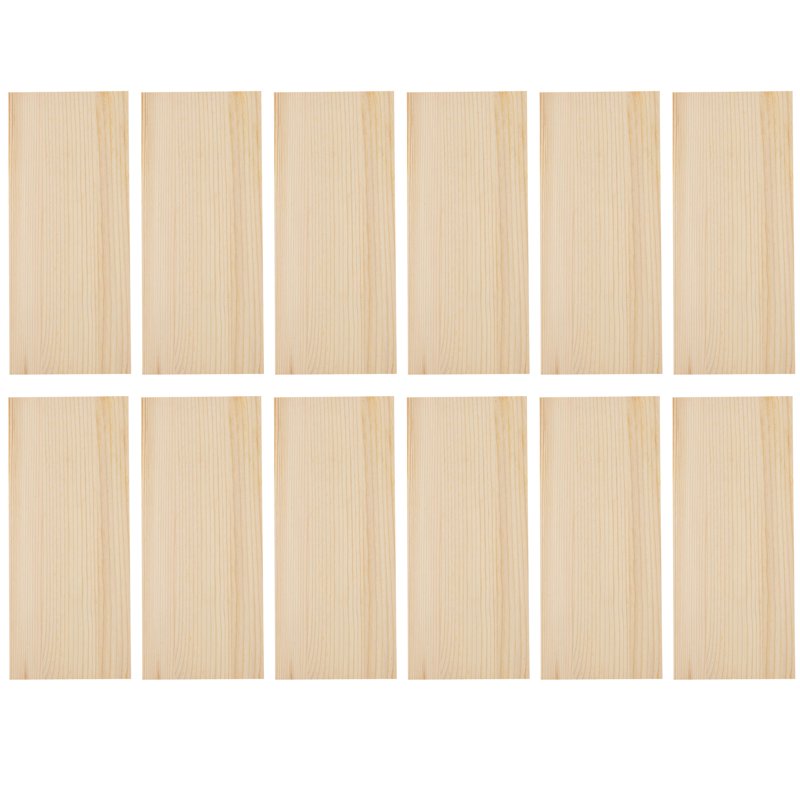 Unfinished Pine Wood Planks for Crafts, Projects & Decoration - 12 Pack