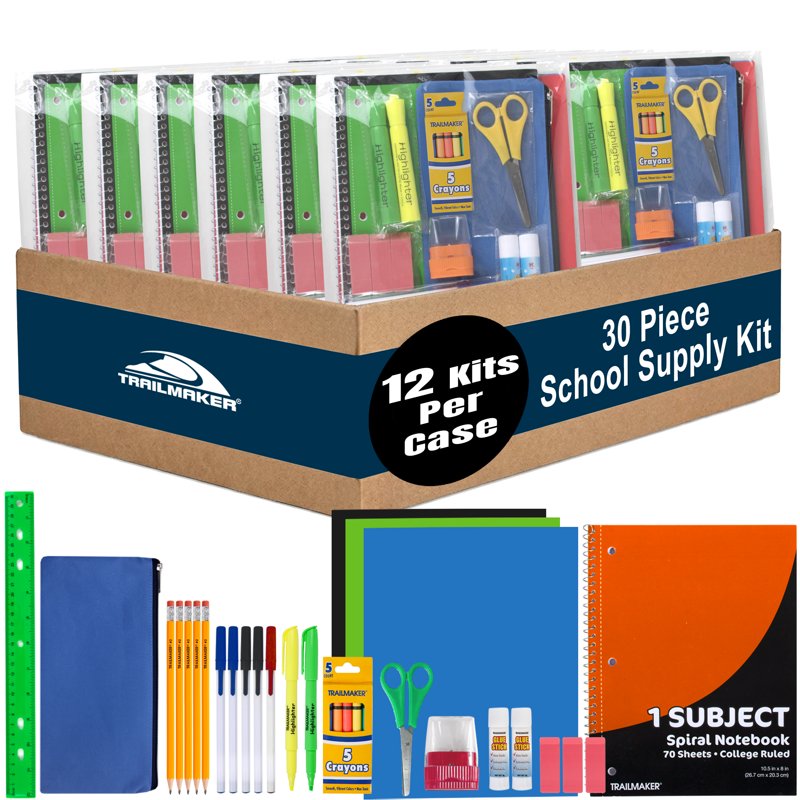 Bulk Stationery Kits with Notebooks, Pens, Pencils & Supplies - 12 Pack