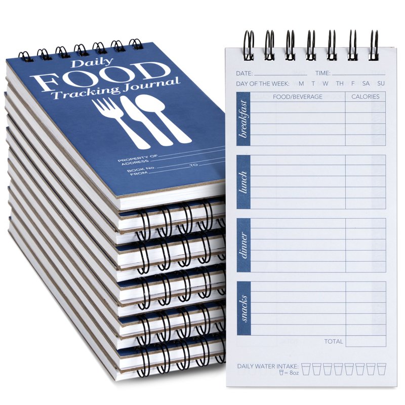 Food Journal Set - 12 Compact Daily Meal & Calorie Tracker Notebooks