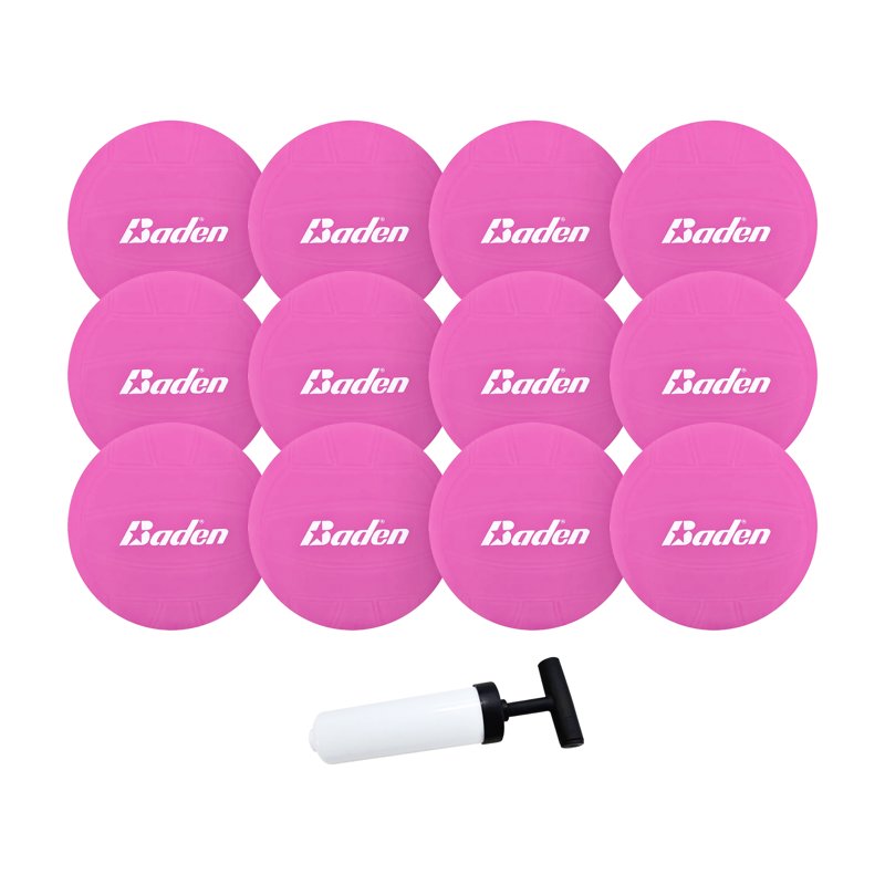 Mini Volleyball Set with Pump - 12 Pack, 4 Inch Durable Vinyl Balls