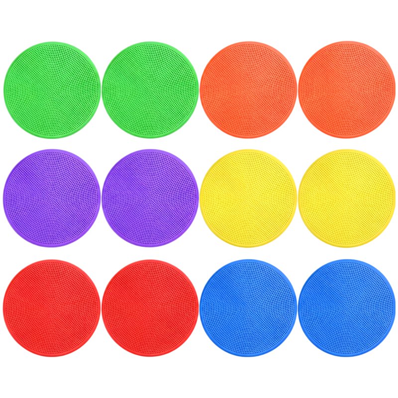 12 Pack Non-Slip Floor Markers for Sports & Training - Bright Cones & Dots