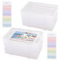 12 Pack Clear Plastic Photo Storage Boxes with Labels - 5x7 Inch Organizers for Photos, Crafts, Scrapbook Supplies