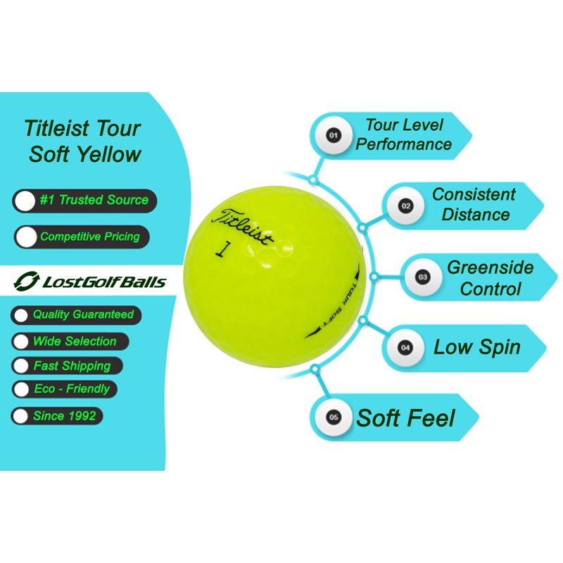 12-48 Pack Titleist Tour Soft Golf Balls - Soft Feel, Long Distance, Pristine Condition