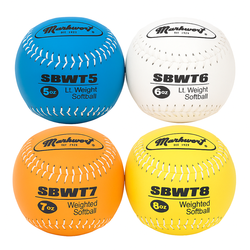 12-Inch Weighted Softball Set with Leather Cover - Training Balls for Pitchers