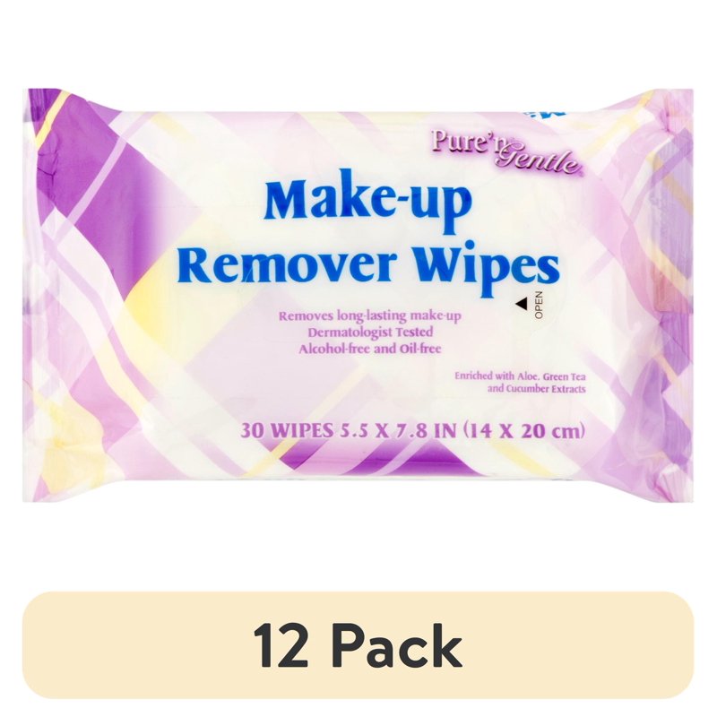Make-up Remover Wipes - Alcohol & Oil-Free with Aloe, Green Tea & Cucumber - 12 Pack