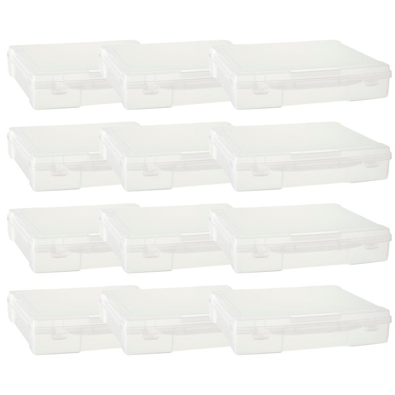12 Pack Clear Plastic Scrapbook Storage Cases - Portable Craft Organizer