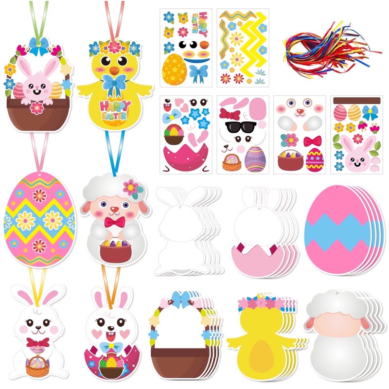 120-Piece Easter Craft Kit for Kids - Decorations, Cards & Ribbons