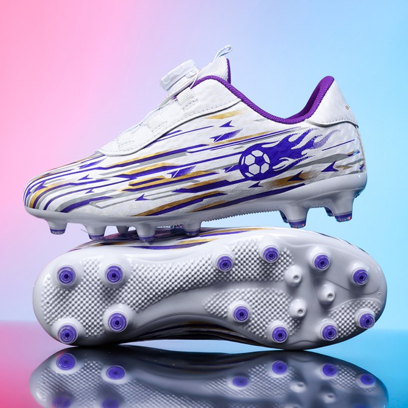 ChiVerve Unisex Kids Baseball Cleats, Softball & Soccer Football Shoes - White Purple AG