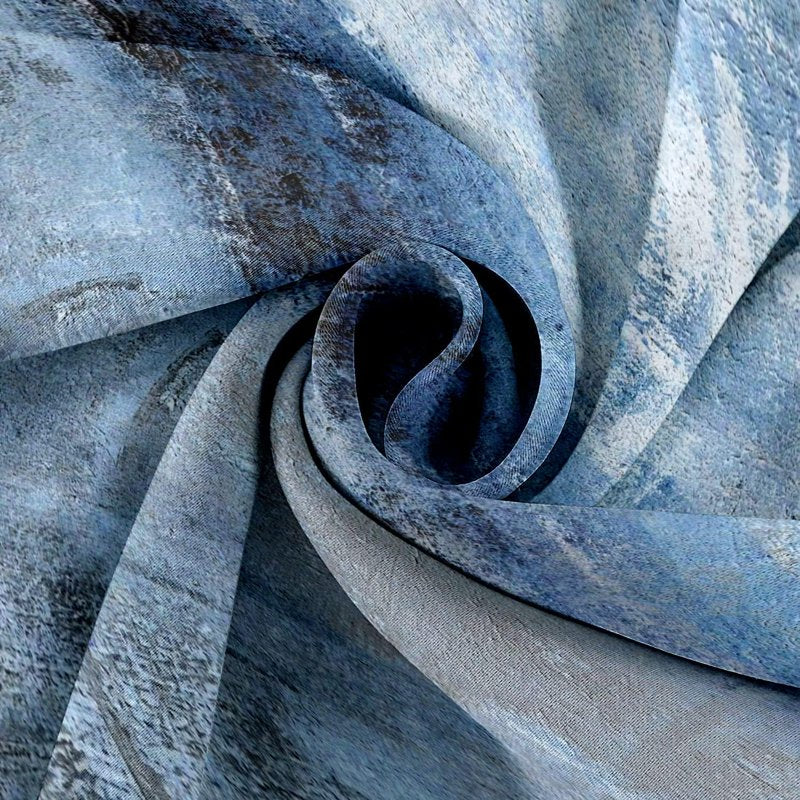 Blue Grey Kitchen Valances for Windows - Abstract Art Window Treatment - 18x52 Inches