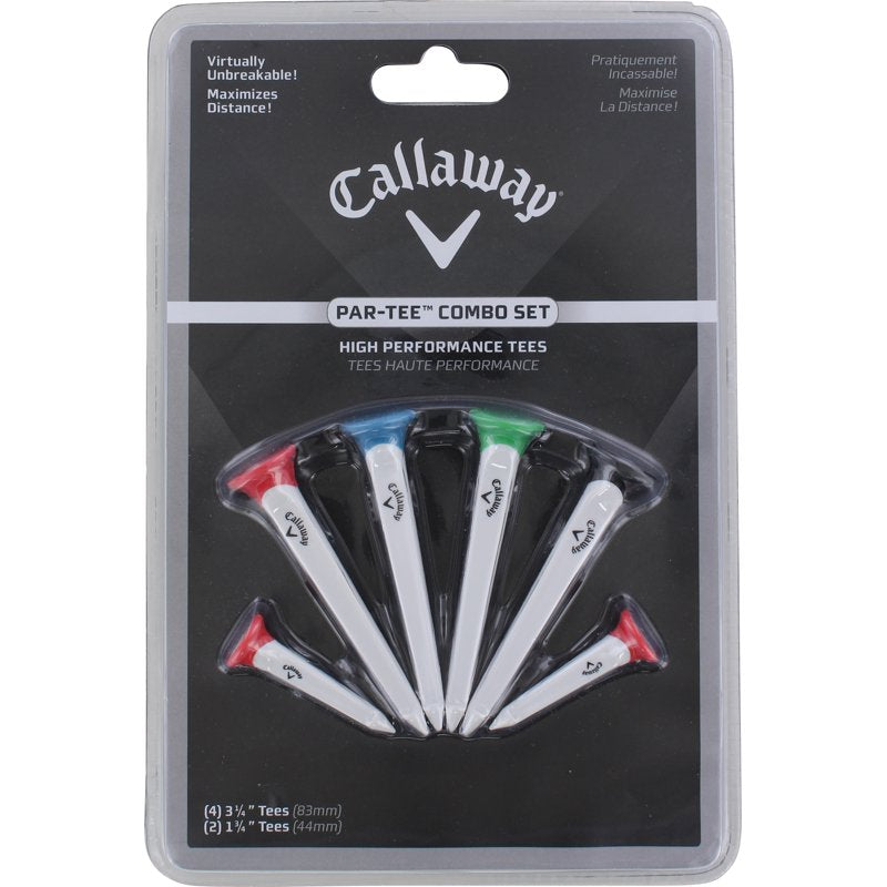 Callaway Golf Tees Combo Pack - Durable Co-Molded Performance, 4 Large & 2 Small Tees