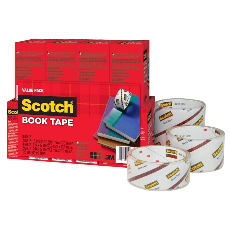 Scotch Book Repair Tape Value Pack - Clear, Multi-Size Rolls for Books and Paper