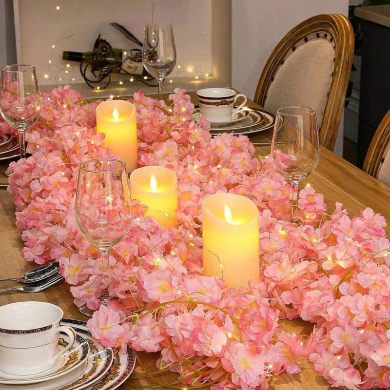 Cherry Blossom Vine String Lights - Copper Wire Fairy Lights for Indoor & Outdoor Decoration